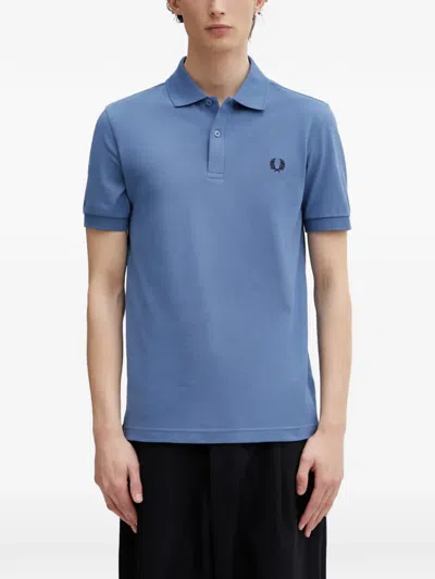 Fred Perry Embroidered-logo Polo Shirt In Blue