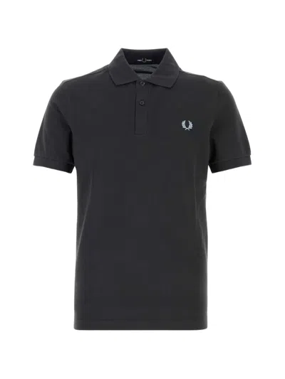 Fred Perry Embroidered-logo Polo Shirt In Gray