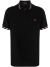 Fred Perry Logo Cotton Polo Shirt In Black