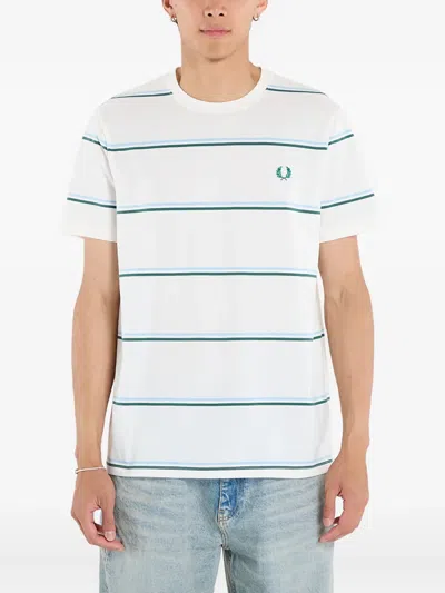 Fred Perry Fine-stripe Cotton T-shirt In White