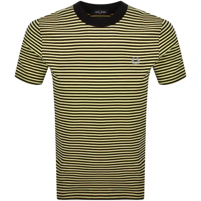 Fred Perry Fine Stripe T Shirt Black In Green