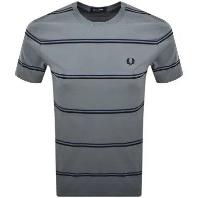 Fred Perry Fine Stripe T Shirt Blue In Gray