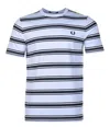 Fred Perry Fine Stripe T Shirt Light Smoke In Sky