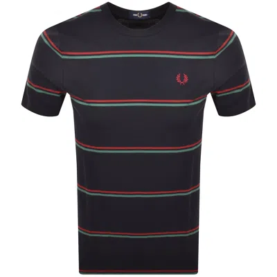 Fred Perry Fine Stripe T Shirt Navy In Blue