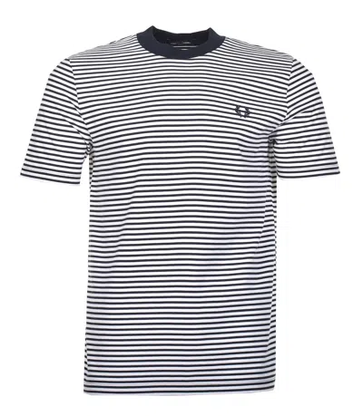 Fred Perry Fine Stripe T Shirt Navy Snow White In Navy/snow White 267