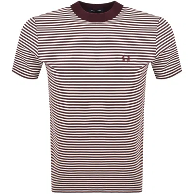 Fred Perry Fine Stripe T Shirt Oxblood In Burgundy