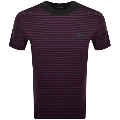 Fred Perry Fine Stripe T Shirt Purple