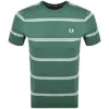 Fred Perry Fine Stripe T Shirt Sport Green In Green