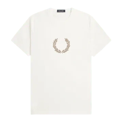 Fred Perry Flocked Laurel Wreath Tee Snow White