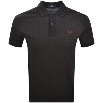 Fred Perry Floral Polo T Shirt Navy In Blue