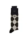 Fred Perry Fp Argyle Pattern Socks In Black