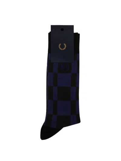 Fred Perry Fp Checkerboard Socks In Blue