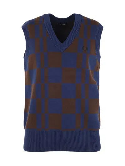Fred Perry Fp Chequerboard Tank In Blue