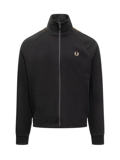 Fred Perry Fp Crochet Track Jkt In Black