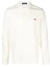 Fred Perry Beige Honeycomb Long-sleeve Polo In Neutral