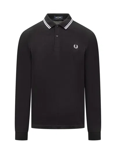 Fred Perry Fp Ls Twin Shirt In Black