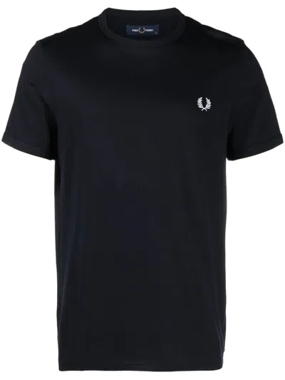 Fred Perry Logo-embroidered Cotton T-shirt In Navy