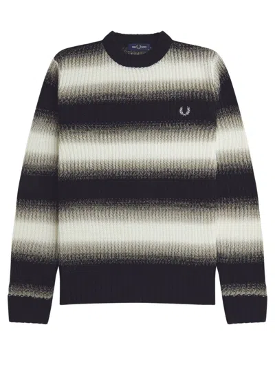 FRED PERRY FP STRIPED OPEN KNIT JUMPER,K7612