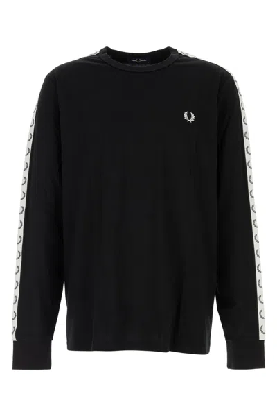 Fred Perry Fp Taped Long Sleeve T Shirt In Brown