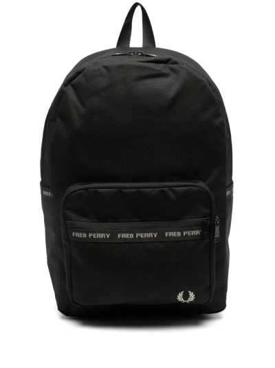 Fred Perry Fp Taped Backpack In Black Warm Grey