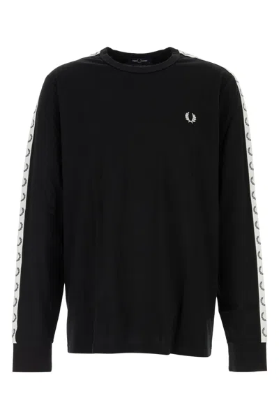 Fred Perry Fp Taped Long Sleeve T-shirt In Black