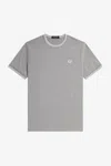 Fred Perry Embroidered-logo Cotton T-shirt In Grey