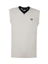 Fred Perry Fp V-neck Knitted Tank Top Clothing In White