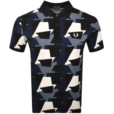 Fred Perry Fragment Print Polo Black