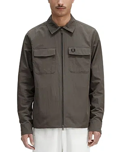 Fred Perry Full Zip Shirt Jacket In Field Green