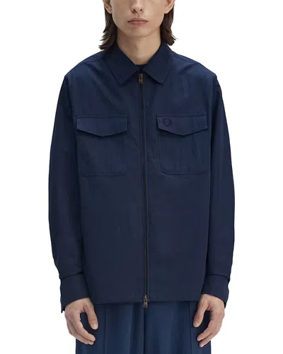 Fred Perry Full Zip Shirt Jacket In Tennis Blue