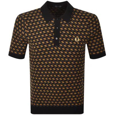 Fred Perry Geometric Knit Polo Shirt Black