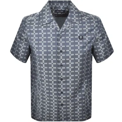 Fred Perry Geometric Revere Shirt Blue