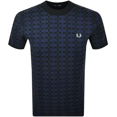 Fred Perry Geometric T Shirt Navy