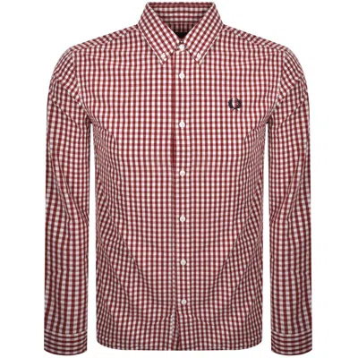 Fred Perry Gingham Shirt Burnt Red