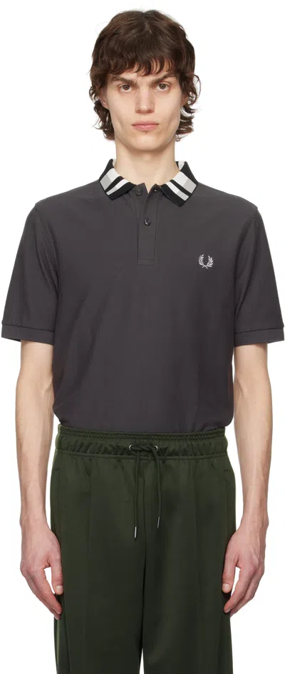 Fred Perry Gray Chequerboard Collar Polo In 297