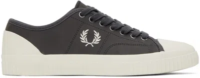 Fred Perry Grey Low Hughes Trainers In U02 Gunmetal/ecru