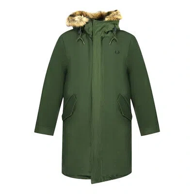 Pre-owned Fred Perry Green Hooded Parka Jacket