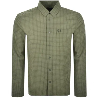Fred Perry Grid Check Long Sleeve Shirt Green