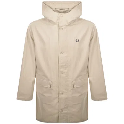 Fred Perry Groundsman Parka Jacket Beige In Gray