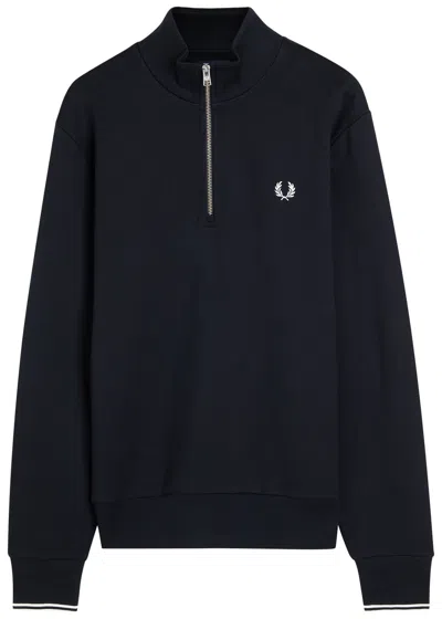 Fred Perry Half-zip Cotton Sweatshirt In Blue