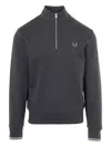 Fred Perry Half-zip Logo Sweatshirt In Blue