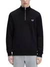 Fred Perry Pique Textured Half-zip Sweatshirt In Black