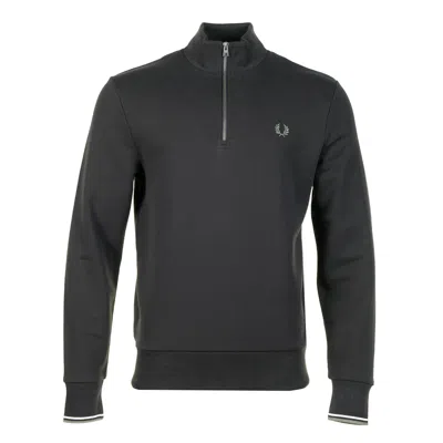 Fred Perry Half Zip Sweatshirt Anchor Grey / Ecru / Seagrass In Black