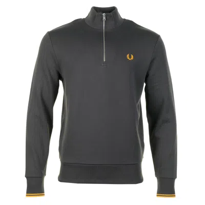 Fred Perry Half Zip Sweatshirt Anchor Grey / Golden Yellow