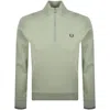 Fred Perry Half Zip Sweatshirt Olive Mint In Gray