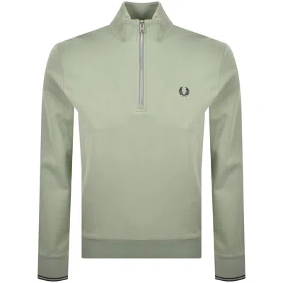 FRED PERRY FRED PERRY HALF ZIP SWEATSHIRT BAYLEAF GREEN