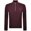 Fred Perry Half Zip Sweatshirt Burgundy In Burgundy