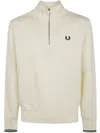 Fred Perry Half Zip Sweatshirt In Beige