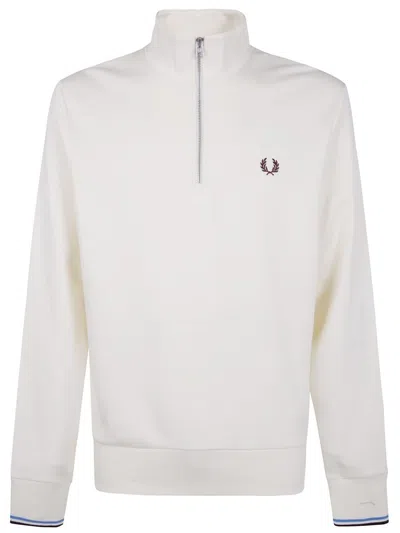 Fred Perry Half-zip Sweatshirt In White