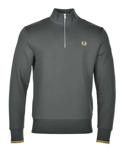 Fred Perry Half Zip Sweatshirt Court Green